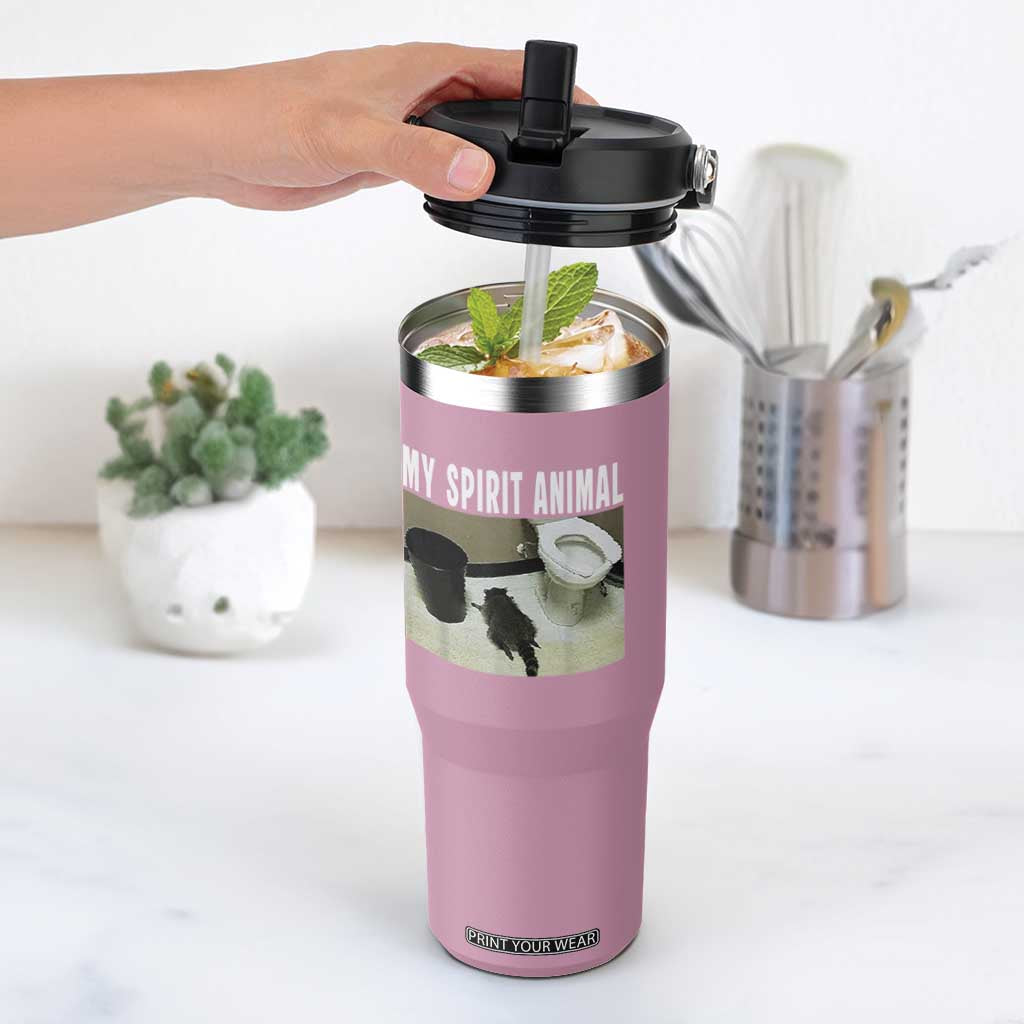 Funny Trashed Panda My Spirit Animal Flip Straw Tumbler Drunk Raccoon in Toilet Meme Hot Mess TS02 One Size: 30 oz Light Pink Print Your Wear