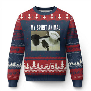 Funny Trashed Panda My Spirit Animal Ugly Christmas Sweater Drunk Raccoon in Toilet Meme Hot Mess TS02 Navy Red Print Your Wear