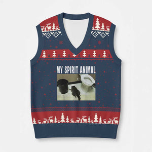 Funny Trashed Panda My Spirit Animal V-Neck Knit Sweater Vest Drunk Raccoon in Toilet Meme Hot Mess TS02 Navy Red Print Your Wear
