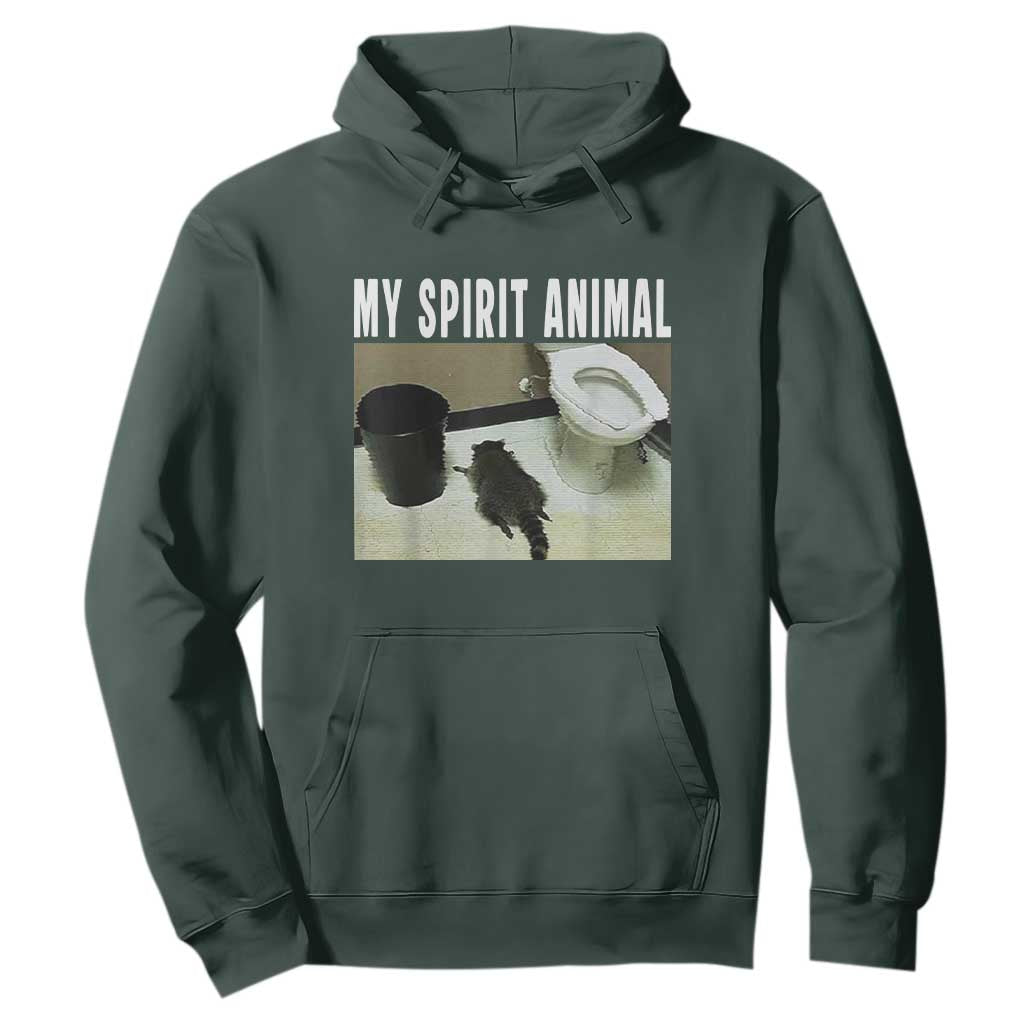 Funny Trashed Panda My Spirit Animal Hoodie Drunk Raccoon in Toilet Meme Hot Mess TS02 Dark Forest Green Print Your Wear