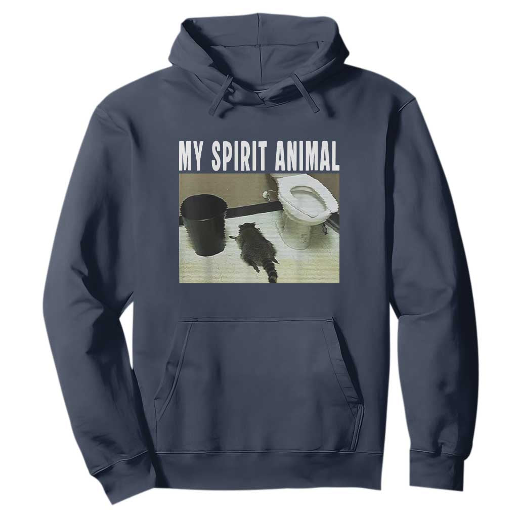 Funny Trashed Panda My Spirit Animal Hoodie Drunk Raccoon in Toilet Meme Hot Mess TS02 Navy Print Your Wear
