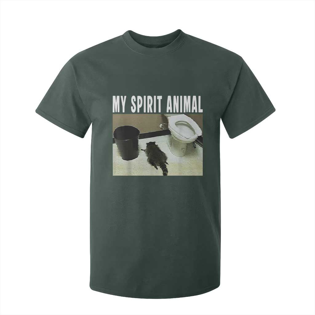 Funny Trashed Panda My Spirit Animal T Shirt For Kid Drunk Raccoon in Toilet Meme Hot Mess TS02 Dark Forest Green Print Your Wear