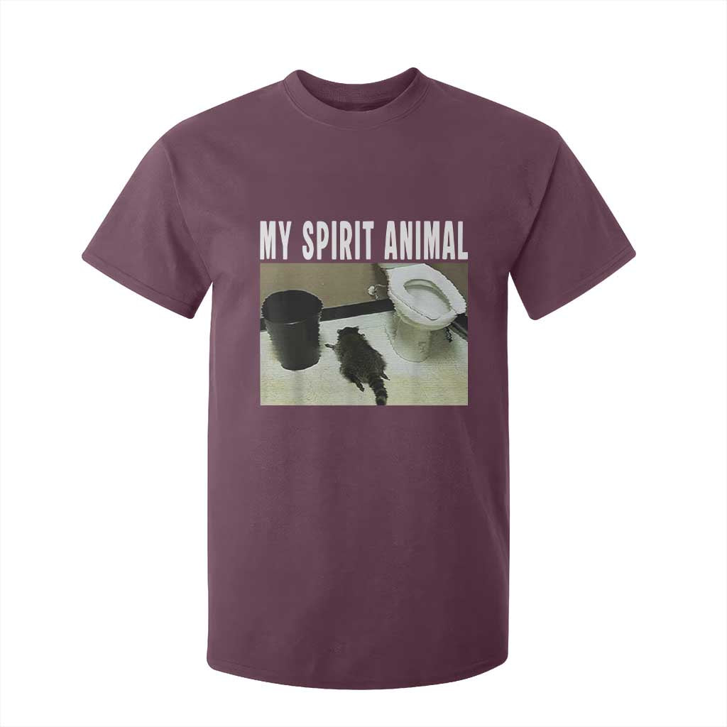 Funny Trashed Panda My Spirit Animal T Shirt For Kid Drunk Raccoon in Toilet Meme Hot Mess TS02 Maroon Print Your Wear