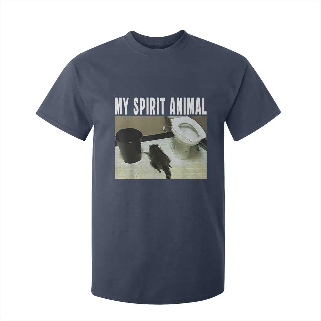 Funny Trashed Panda My Spirit Animal T Shirt For Kid Drunk Raccoon in Toilet Meme Hot Mess TS02 Navy Print Your Wear