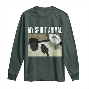 Funny Trashed Panda My Spirit Animal Long Sleeve Shirt Drunk Raccoon in Toilet Meme Hot Mess TS02 Dark Forest Green Print Your Wear