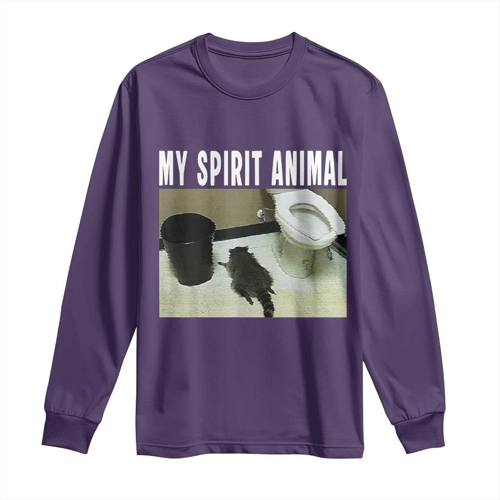 Funny Trashed Panda My Spirit Animal Long Sleeve Shirt Drunk Raccoon in Toilet Meme Hot Mess TS02 Purple Print Your Wear