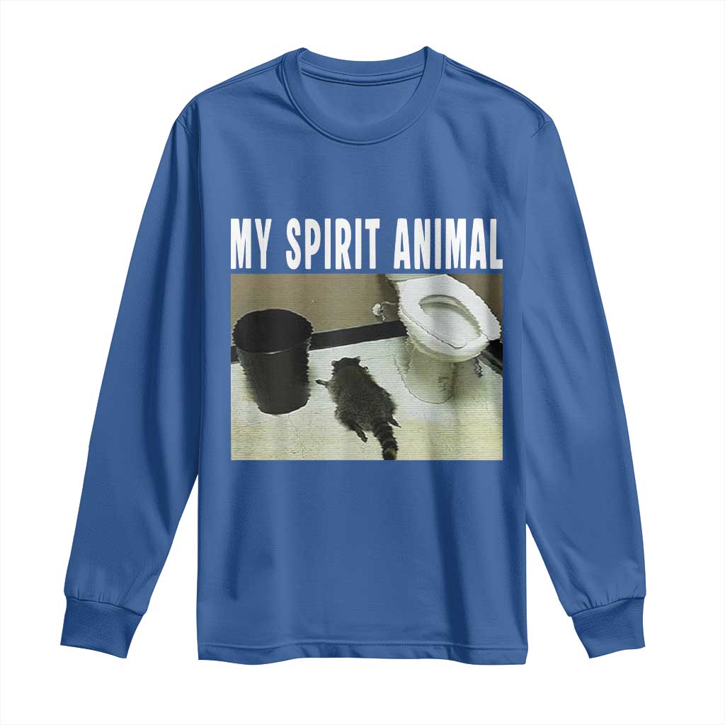 Funny Trashed Panda My Spirit Animal Long Sleeve Shirt Drunk Raccoon in Toilet Meme Hot Mess TS02 Royal Blue Print Your Wear