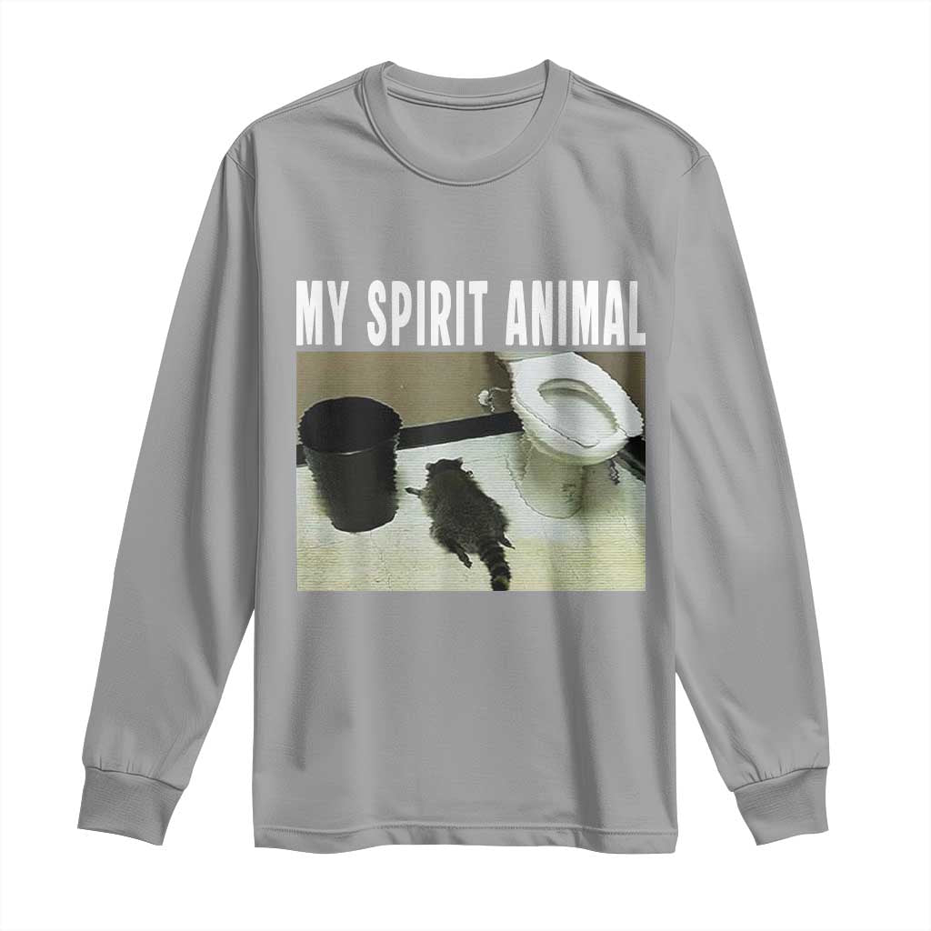 Funny Trashed Panda My Spirit Animal Long Sleeve Shirt Drunk Raccoon in Toilet Meme Hot Mess TS02 Sport Gray Print Your Wear