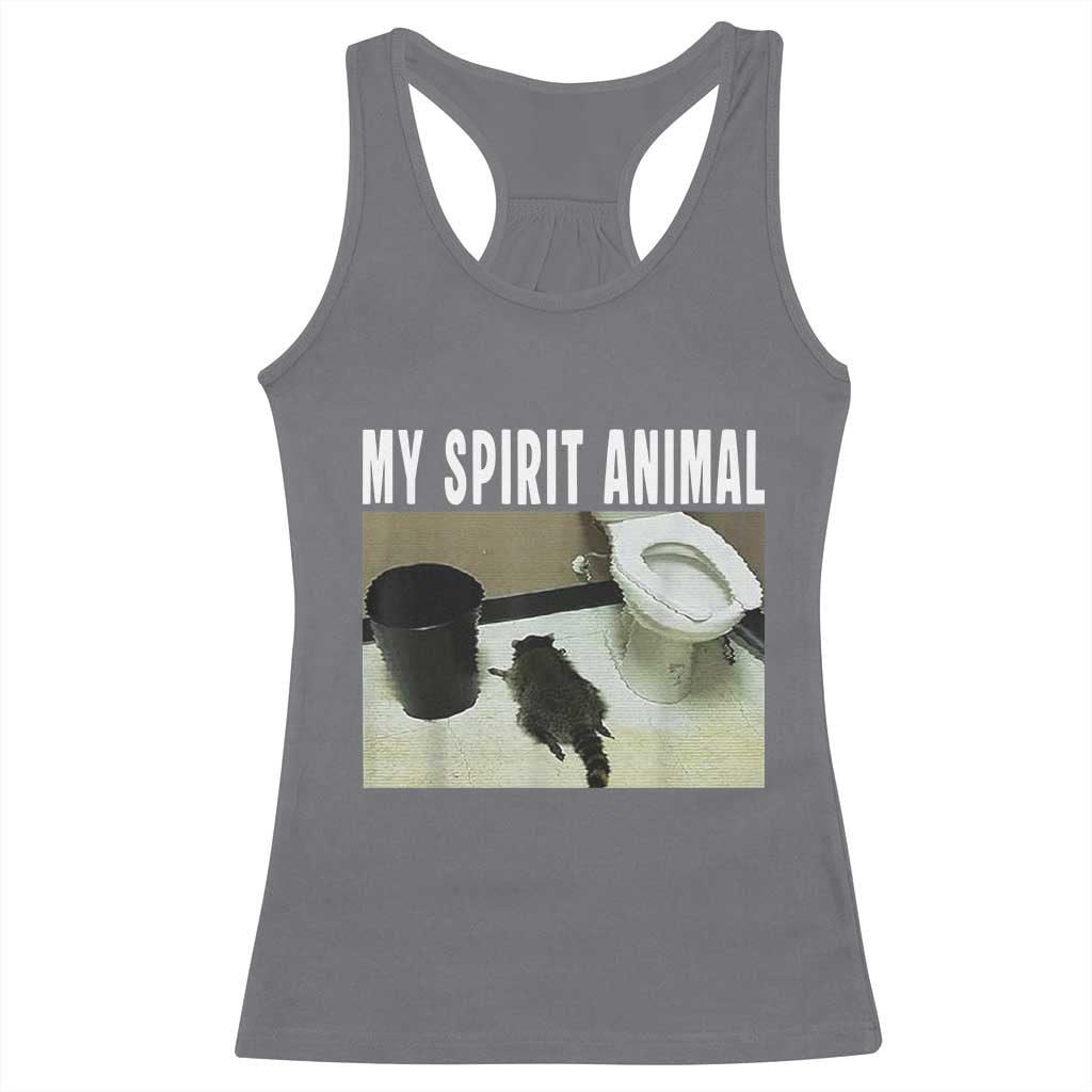 Funny Trashed Panda My Spirit Animal Racerback Tank Top Drunk Raccoon in Toilet Meme Hot Mess TS02 Charcoal Print Your Wear
