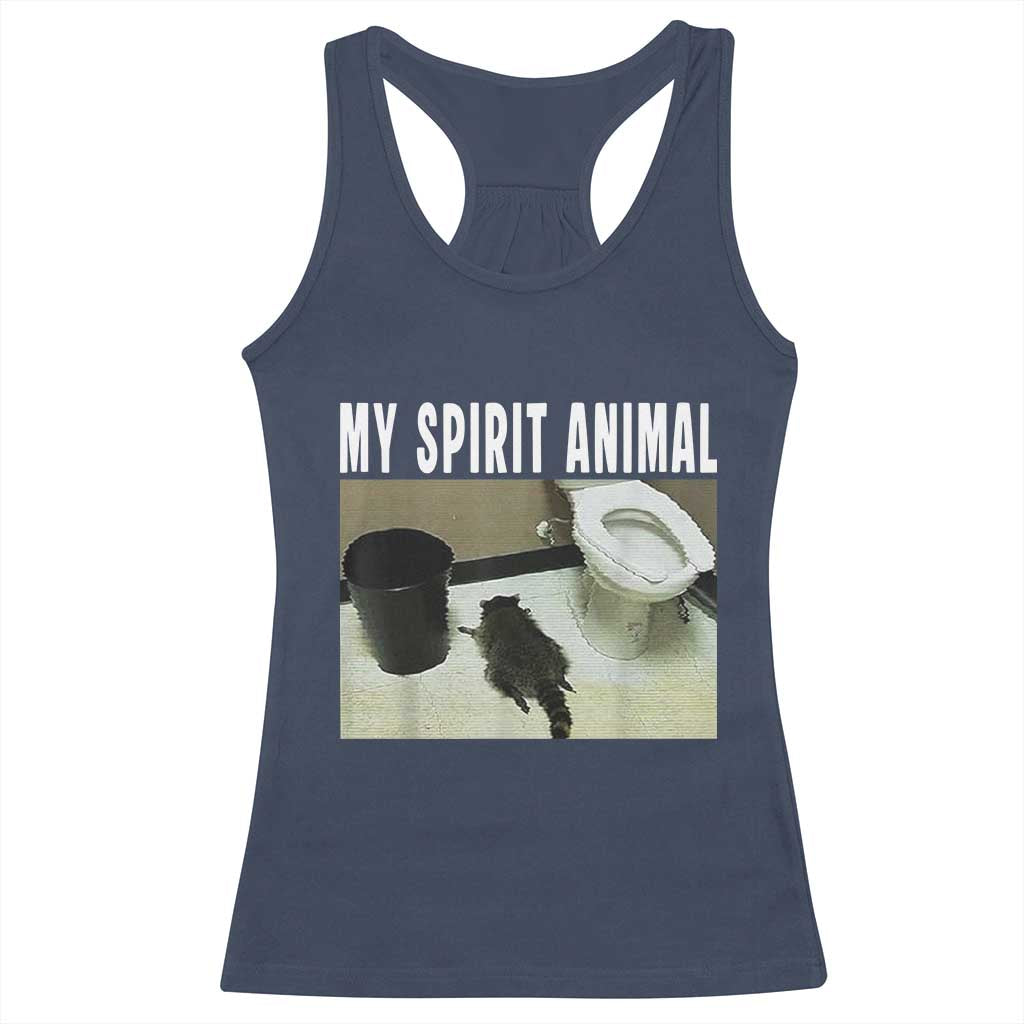 Funny Trashed Panda My Spirit Animal Racerback Tank Top Drunk Raccoon in Toilet Meme Hot Mess TS02 Navy Print Your Wear