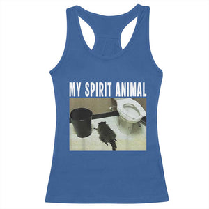 Funny Trashed Panda My Spirit Animal Racerback Tank Top Drunk Raccoon in Toilet Meme Hot Mess TS02 Royal Blue Print Your Wear