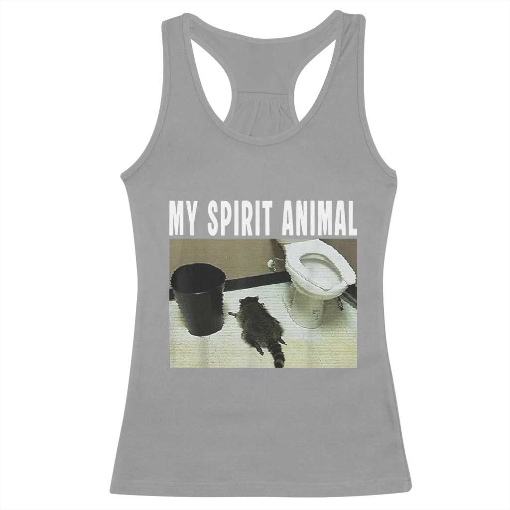 Funny Trashed Panda My Spirit Animal Racerback Tank Top Drunk Raccoon in Toilet Meme Hot Mess TS02 Sport Gray Print Your Wear