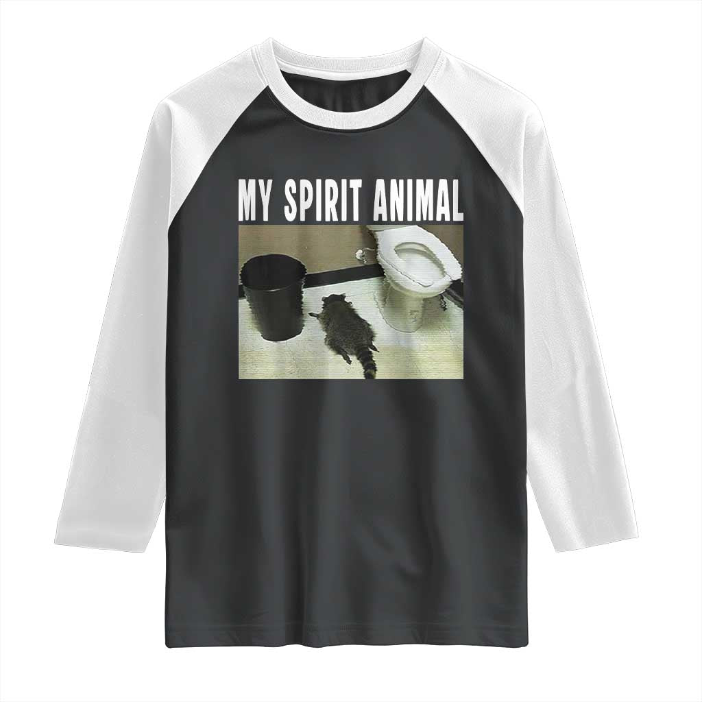 Funny Trashed Panda My Spirit Animal Raglan Shirt Drunk Raccoon in Toilet Meme Hot Mess TS02 Black White Print Your Wear