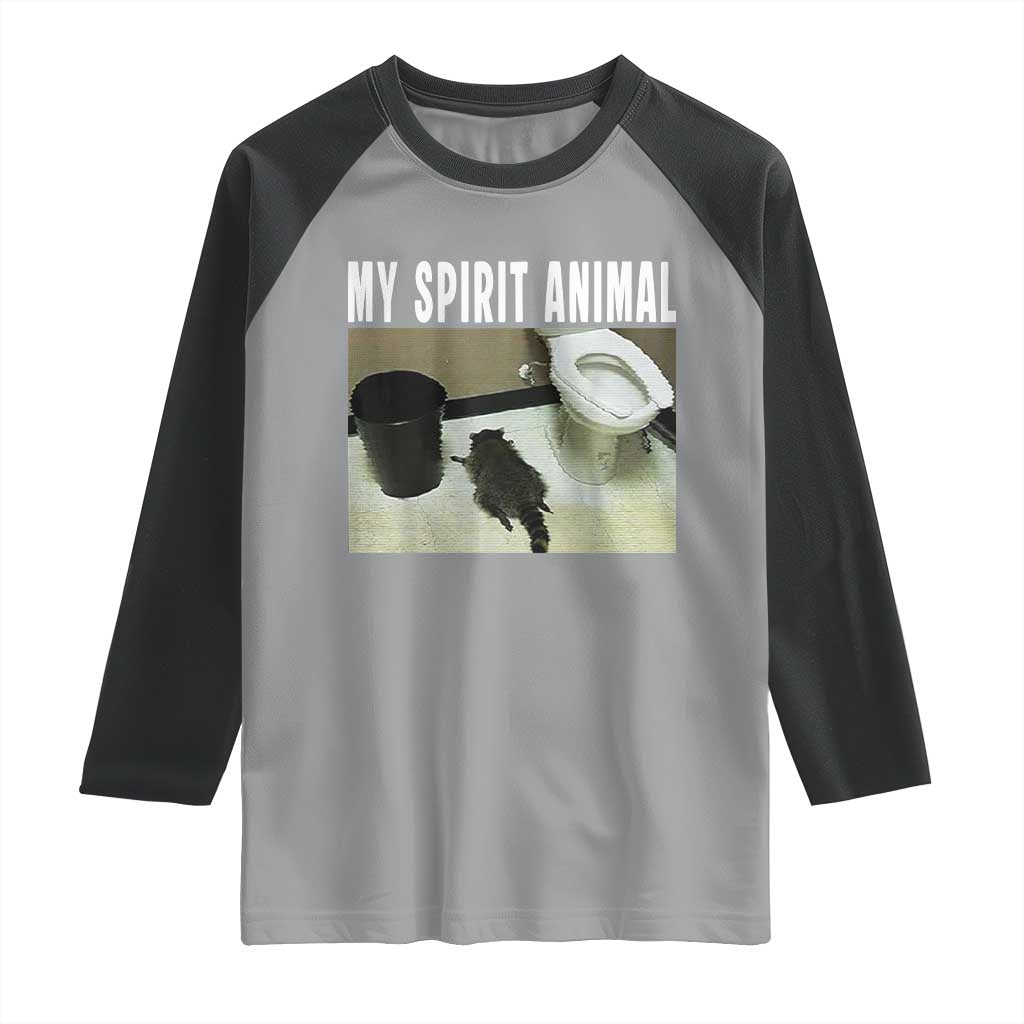 Funny Trashed Panda My Spirit Animal Raglan Shirt Drunk Raccoon in Toilet Meme Hot Mess TS02 Sport Gray Black Print Your Wear