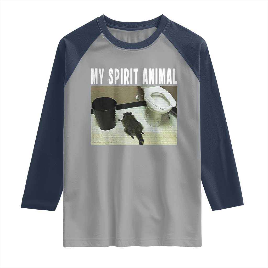 Funny Trashed Panda My Spirit Animal Raglan Shirt Drunk Raccoon in Toilet Meme Hot Mess TS02 Sport Gray Navy Print Your Wear