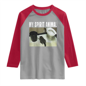 Funny Trashed Panda My Spirit Animal Raglan Shirt Drunk Raccoon in Toilet Meme Hot Mess TS02 Sport Gray Red Print Your Wear