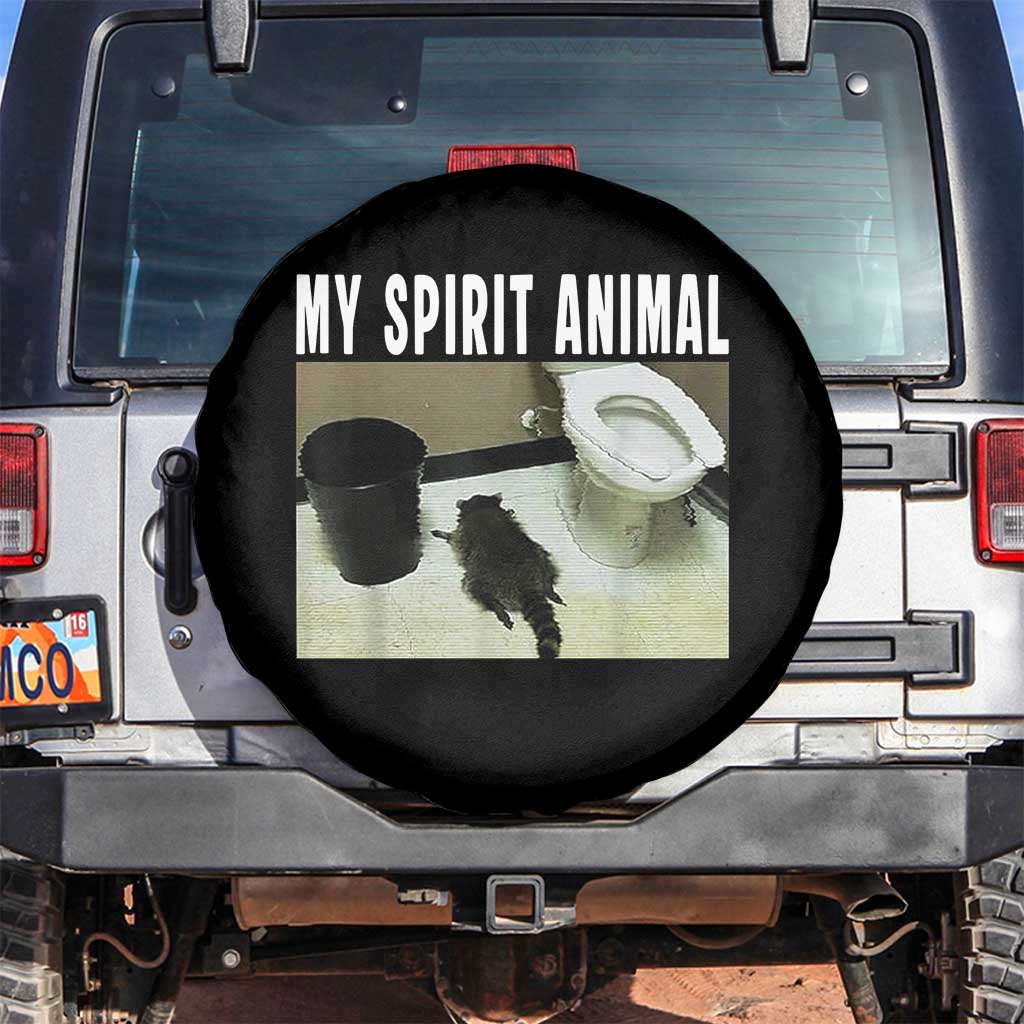Funny Trashed Panda My Spirit Animal Spare Tire Cover Drunk Raccoon in Toilet Meme Hot Mess TS02 No hole Black Print Your Wear