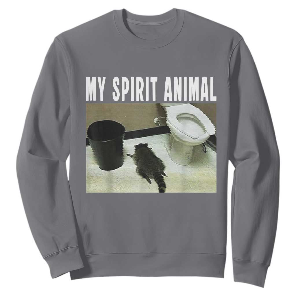 Funny Trashed Panda My Spirit Animal Sweatshirt Drunk Raccoon in Toilet Meme Hot Mess TS02 Charcoal Print Your Wear