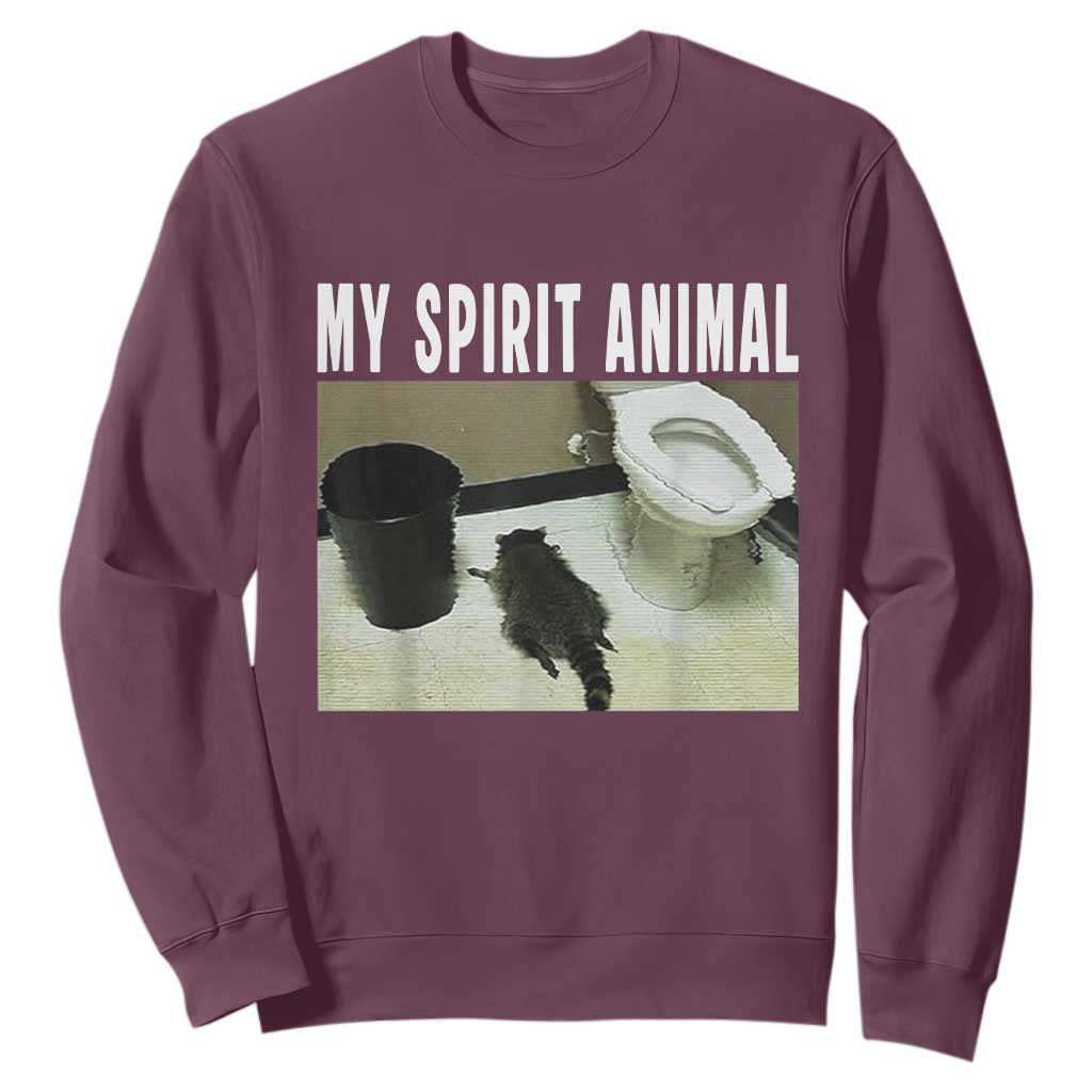 Funny Trashed Panda My Spirit Animal Sweatshirt Drunk Raccoon in Toilet Meme Hot Mess TS02 Maroon Print Your Wear