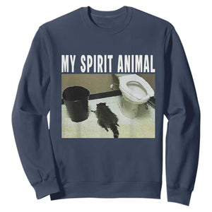 Funny Trashed Panda My Spirit Animal Sweatshirt Drunk Raccoon in Toilet Meme Hot Mess TS02 Navy Print Your Wear