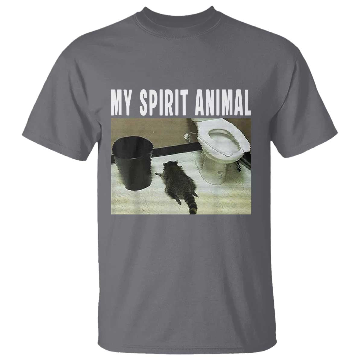 Funny Trashed Panda My Spirit Animal T Shirt Drunk Raccoon in Toilet Meme Hot Mess TS02 Charcoal Print Your Wear