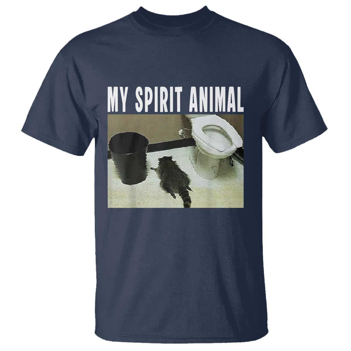 Funny Trashed Panda My Spirit Animal T Shirt Drunk Raccoon in Toilet Meme Hot Mess TS02 Navy Print Your Wear
