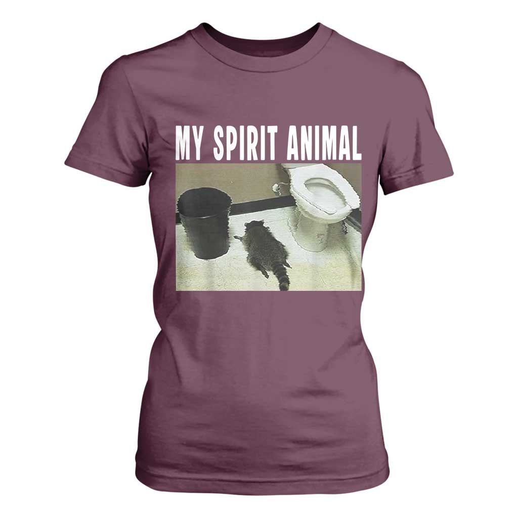 Funny Trashed Panda My Spirit Animal T Shirt For Women Drunk Raccoon in Toilet Meme Hot Mess TS02 Maroon Print Your Wear