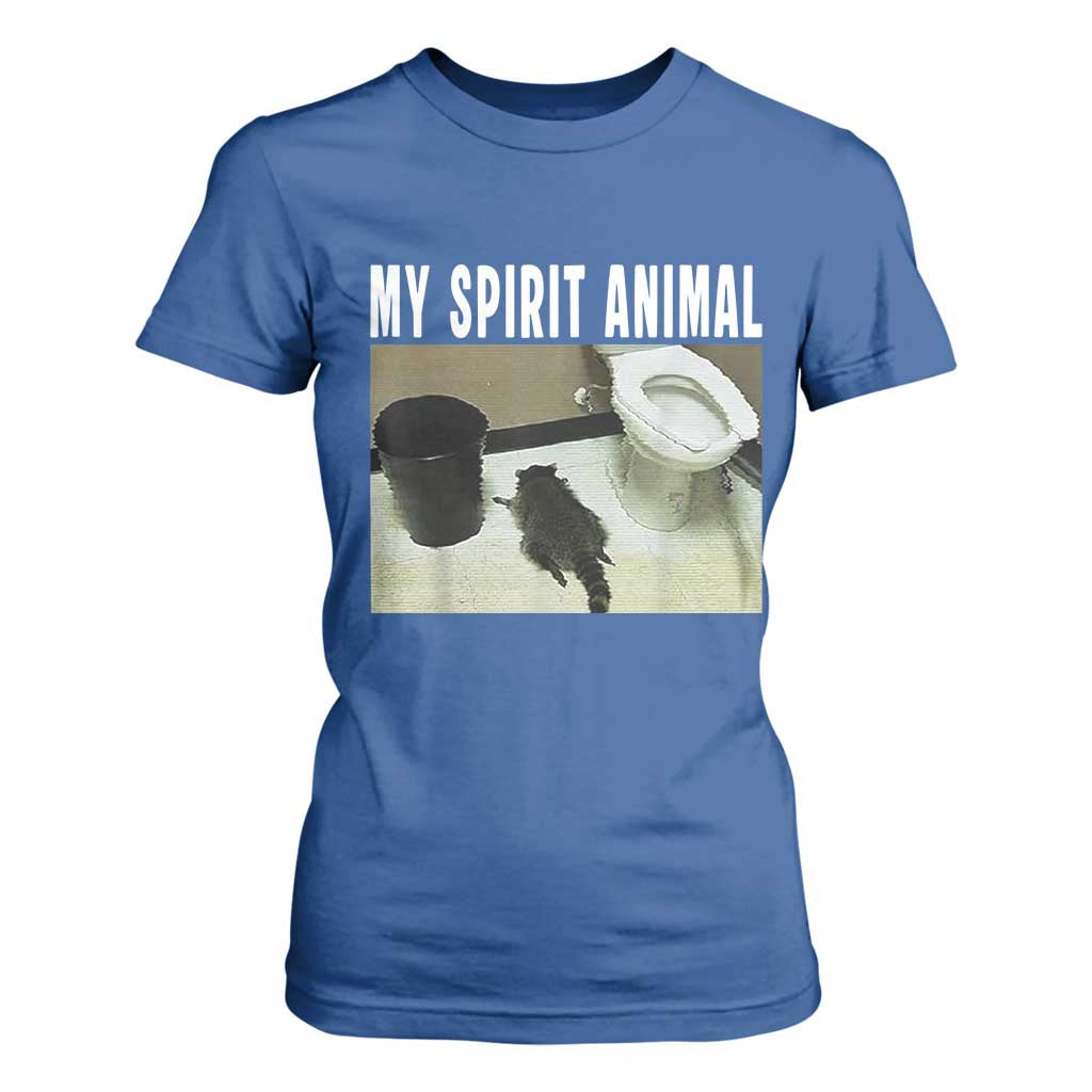 Funny Trashed Panda My Spirit Animal T Shirt For Women Drunk Raccoon in Toilet Meme Hot Mess TS02 Royal Blue Print Your Wear