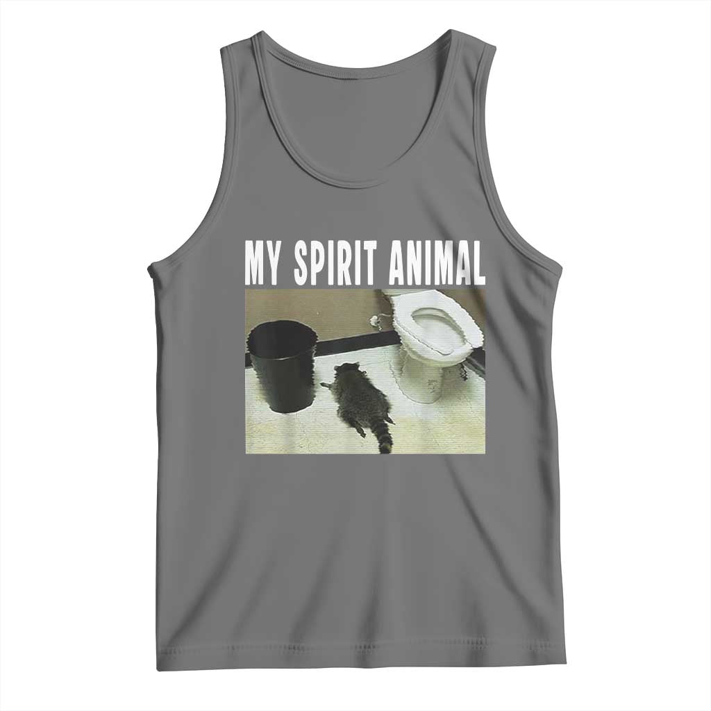 Funny Trashed Panda My Spirit Animal Tank Top Drunk Raccoon in Toilet Meme Hot Mess TS02 Black Heather Print Your Wear
