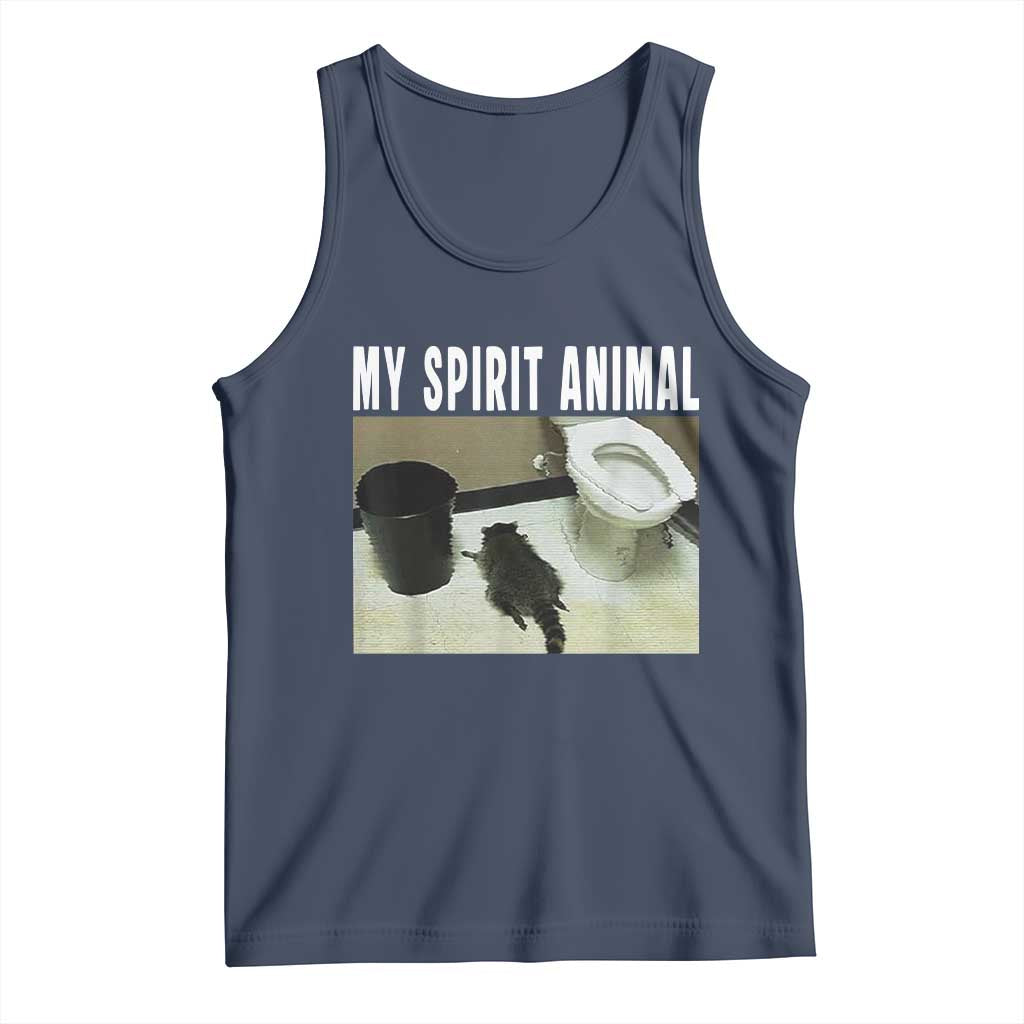Funny Trashed Panda My Spirit Animal Tank Top Drunk Raccoon in Toilet Meme Hot Mess TS02 Navy Print Your Wear
