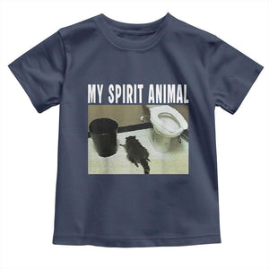 Funny Trashed Panda My Spirit Animal Toddler T Shirt Drunk Raccoon in Toilet Meme Hot Mess TS02 Navy Print Your Wear