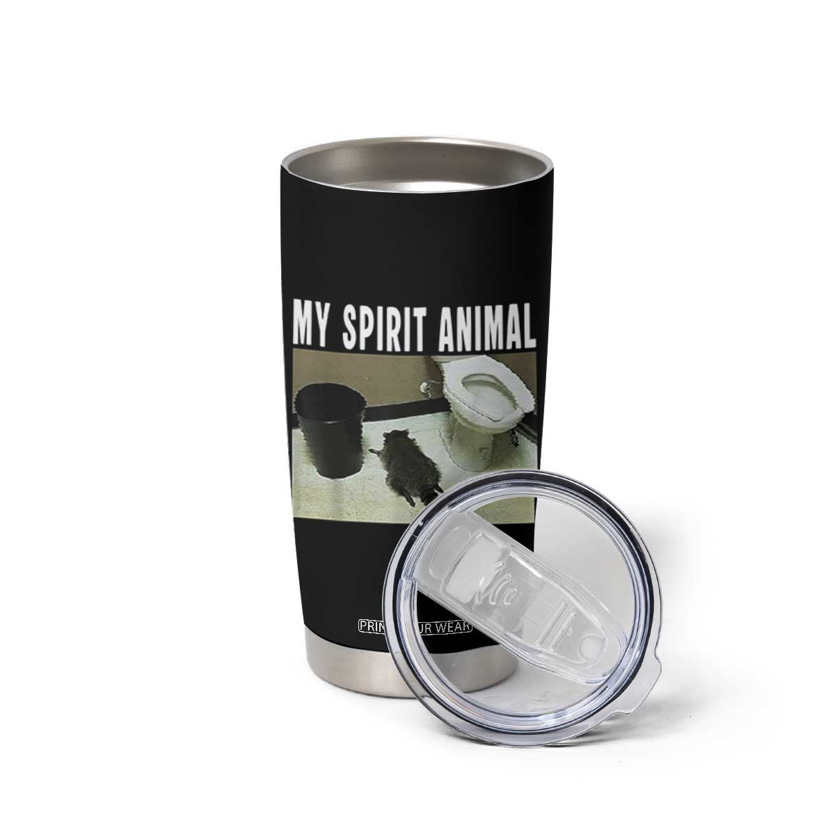 Funny Trashed Panda My Spirit Animal Tumbler Cup Drunk Raccoon in Toilet Meme Hot Mess TS02 Print Your Wear
