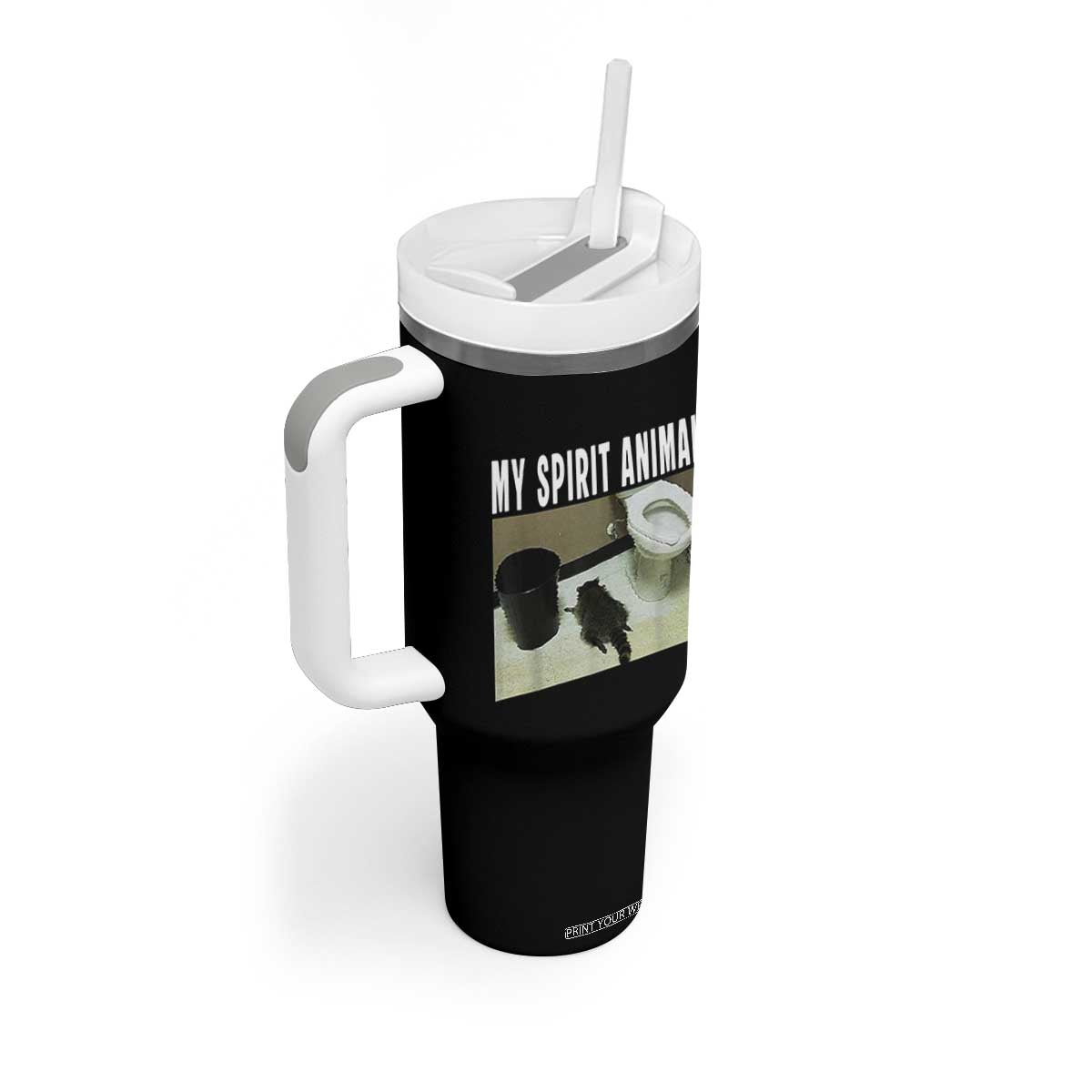 Funny Trashed Panda My Spirit Animal Tumbler With Handle Drunk Raccoon in Toilet Meme Hot Mess TS02 Print Your Wear