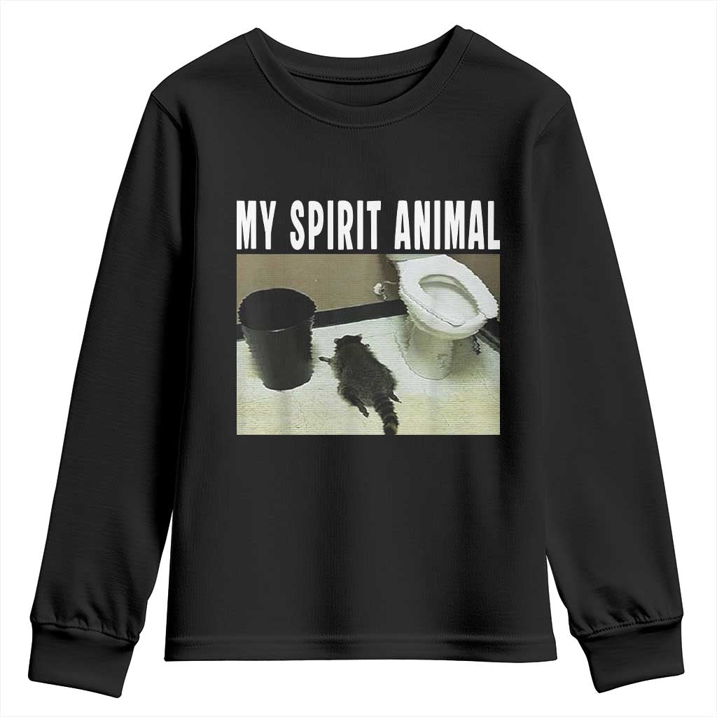 Funny Trashed Panda My Spirit Animal Youth Sweatshirt Drunk Raccoon in Toilet Meme Hot Mess TS02 Black Print Your Wear