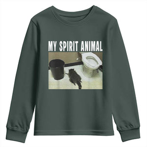 Funny Trashed Panda My Spirit Animal Youth Sweatshirt Drunk Raccoon in Toilet Meme Hot Mess TS02 Dark Forest Green Print Your Wear