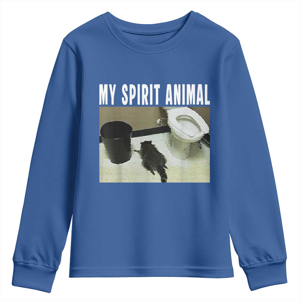 Funny Trashed Panda My Spirit Animal Youth Sweatshirt Drunk Raccoon in Toilet Meme Hot Mess TS02 Royal Blue Print Your Wear