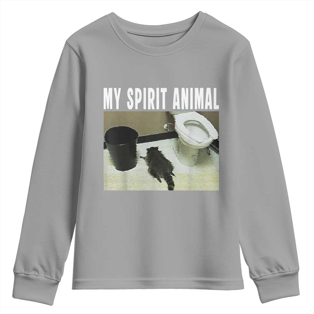 Funny Trashed Panda My Spirit Animal Youth Sweatshirt Drunk Raccoon in Toilet Meme Hot Mess TS02 Sport Gray Print Your Wear