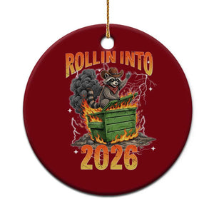 Dumpster Fire Raccoon Meme for Surviving 2025 Ceramic Ornament Rollin Into 2026 Trash Panda Energy TS02 1pc Red Print Your Wear