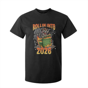 Dumpster Fire Raccoon Meme for Surviving 2025 T Shirt For Kid Rollin Into 2026 Trash Panda Energy TS02 Black Print Your Wear