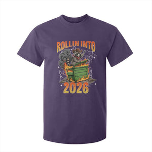 Dumpster Fire Raccoon Meme for Surviving 2025 T Shirt For Kid Rollin Into 2026 Trash Panda Energy TS02 Purple Print Your Wear