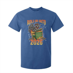 Dumpster Fire Raccoon Meme for Surviving 2025 T Shirt For Kid Rollin Into 2026 Trash Panda Energy TS02 Royal Blue Print Your Wear