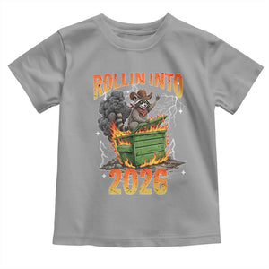 Dumpster Fire Raccoon Meme for Surviving 2025 Toddler T Shirt Rollin Into 2026 Trash Panda Energy TS02 Sport Gray Print Your Wear