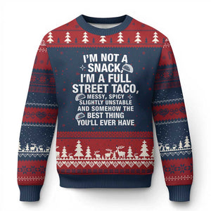 Im a Full Street Taco Ugly Christmas Sweater Funny Hot Mess Icons Foodie Flirts Meme TS02 Navy Red Print Your Wear