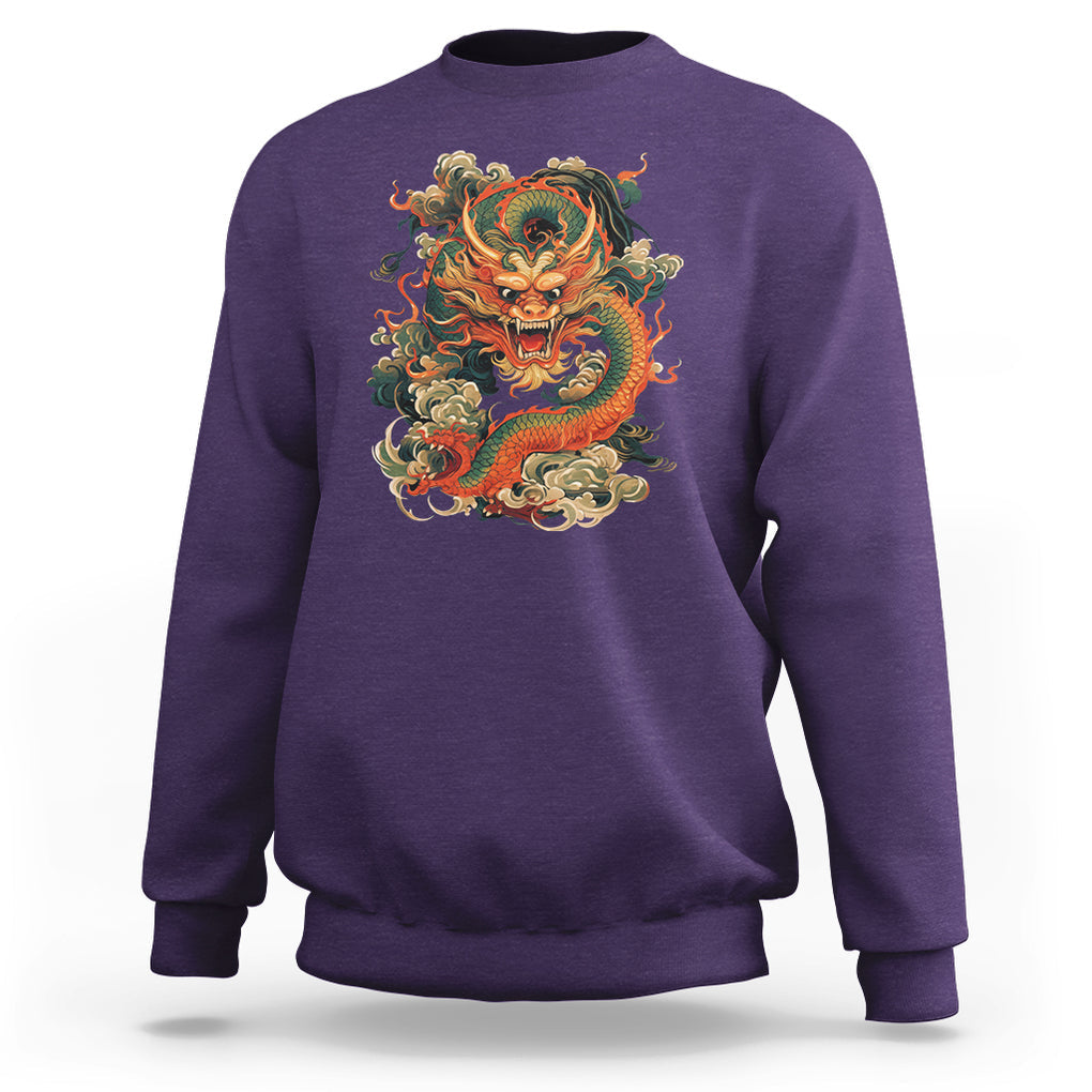 Traditional Chinese Dragon Graphic Sweatshirt TS02 Purple Printyourwear