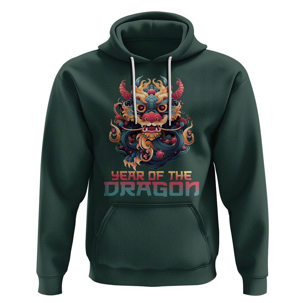 Year Of The Dragon 2024 Hoodie Happy Lunar Chinese New Year Astrology Horoscopes TS02 Dark Forest Green Printyourwear