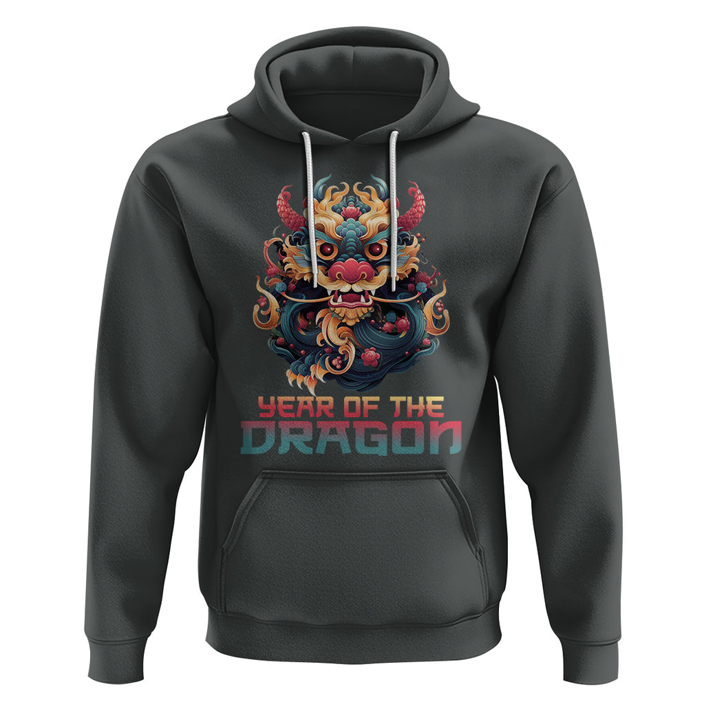 Year Of The Dragon 2024 Hoodie Happy Lunar Chinese New Year Astrology Horoscopes TS02 Dark Heather Printyourwear