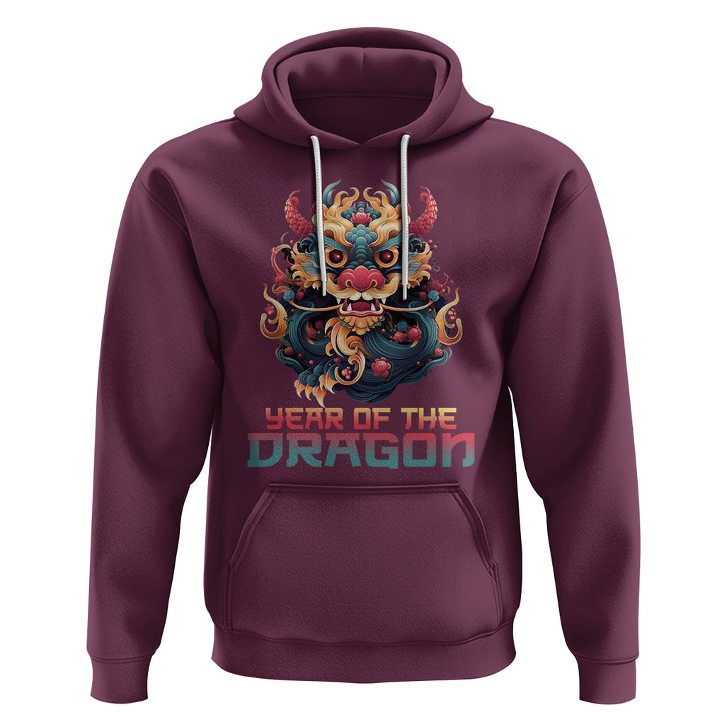 Year Of The Dragon 2024 Hoodie Happy Lunar Chinese New Year Astrology Horoscopes TS02 Maroon Printyourwear