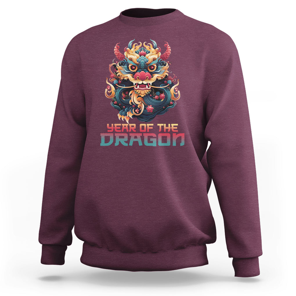 Year Of The Dragon 2024 Sweatshirt Happy Lunar Chinese New Year Astrology Horoscopes TS02 Maroon Printyourwear