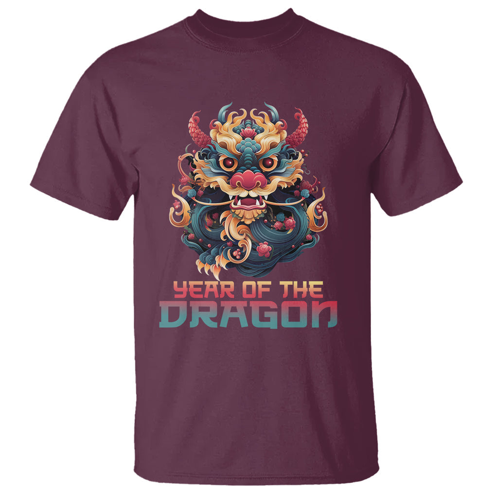 Year Of The Dragon 2024 T Shirt Happy Lunar Chinese New Year Astrology Horoscopes TS02 Maroon Printyourwear