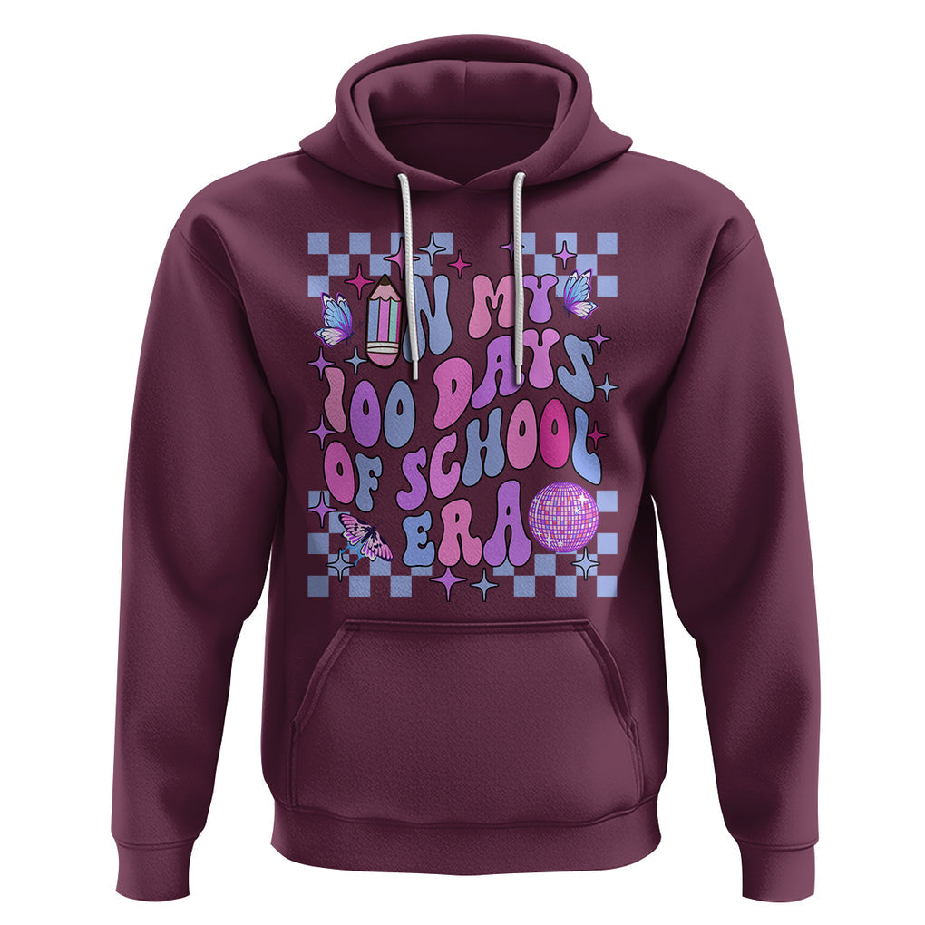 In My 100 Days of School Era Hoodie Retro Groovy TS02 Maroon Printyourwear
